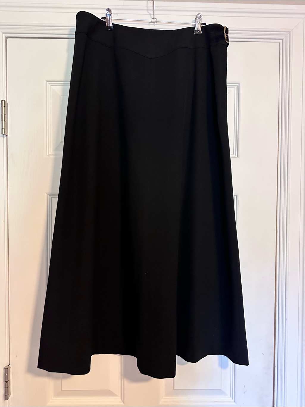 Ralph Lauren Black A-Line Wool Midi Skirt